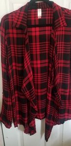 Open red plaid cover